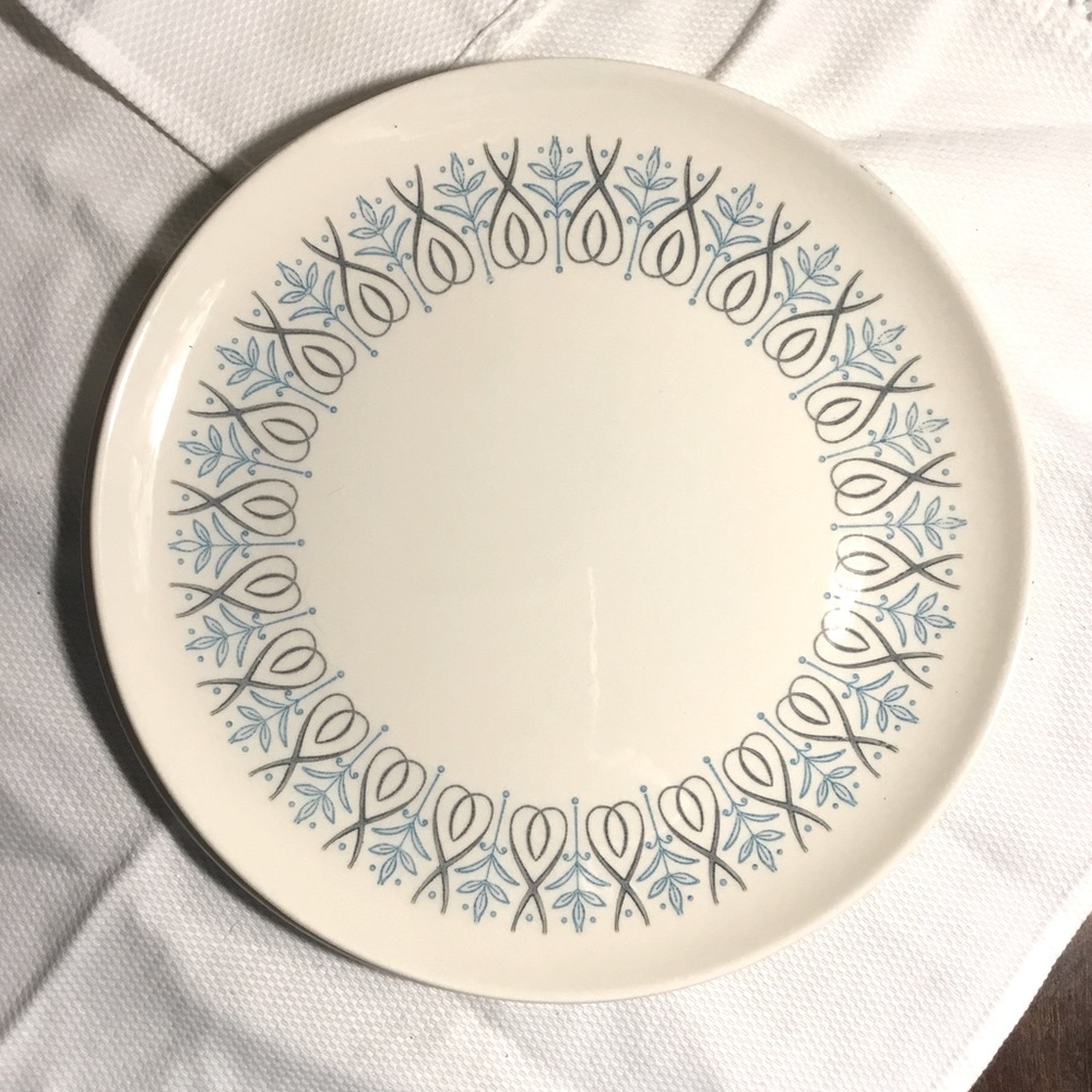 Vintage Taylor Smith & Taylor Adagio Dinner Plate Blue Grey Mid Century